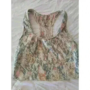 EVOLUTION & CREATION Womens Medium Yoga Stretch Tank Crop Top Snake Print